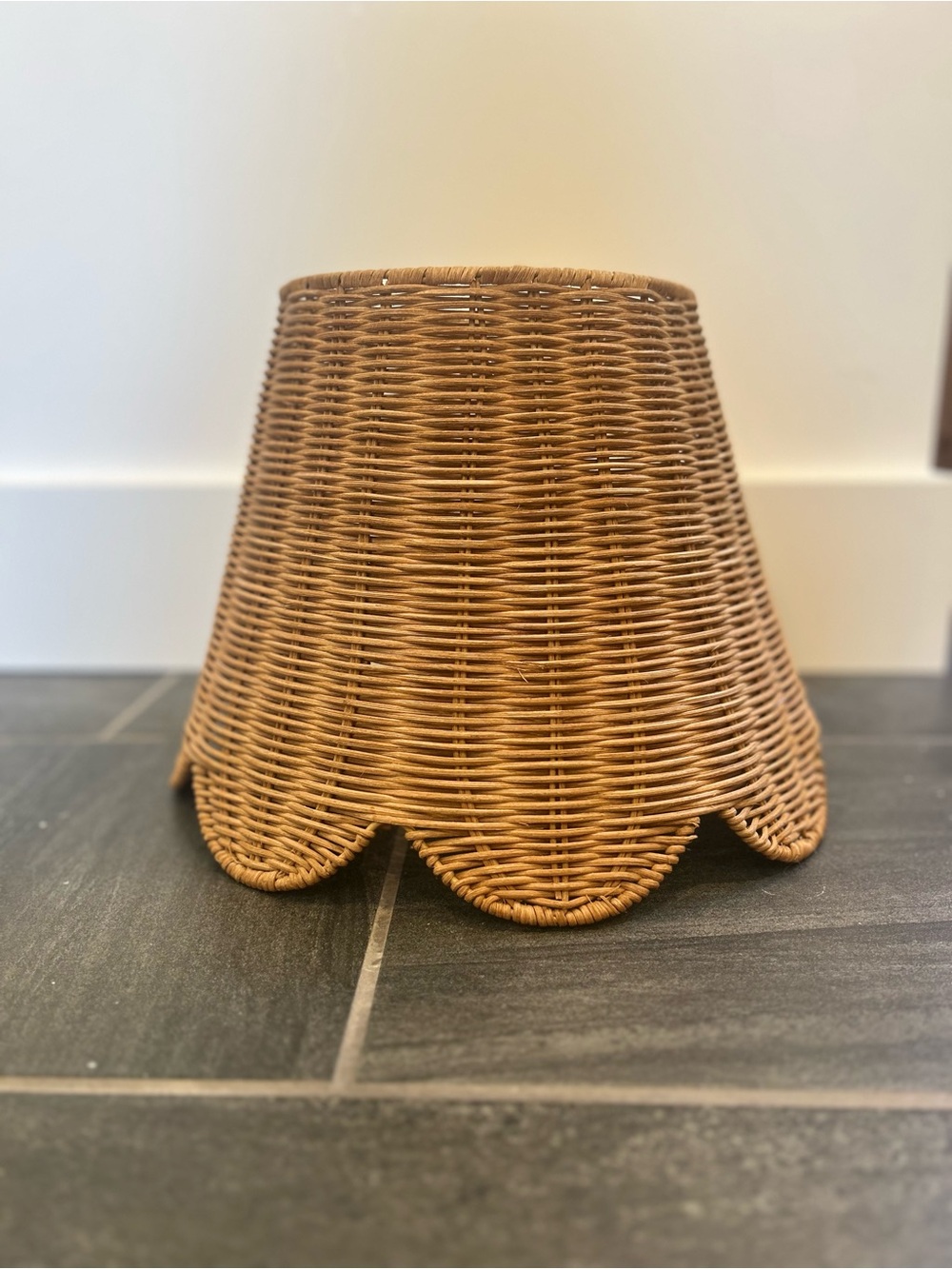 NWT Woven Scallop Rattan Lamp Shade - Natural Brown - Whimsy Wicker Bin
